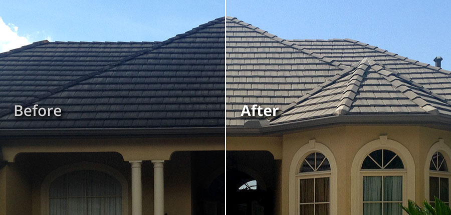 Baton Rouge LA Soft Wash Tile Roof Stain Removal Cleaning