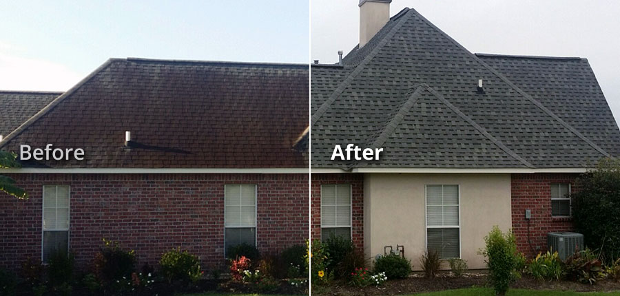 Baton Rouge LA Soft Wash Tile Shingle Roof Stain Removal Cleaning